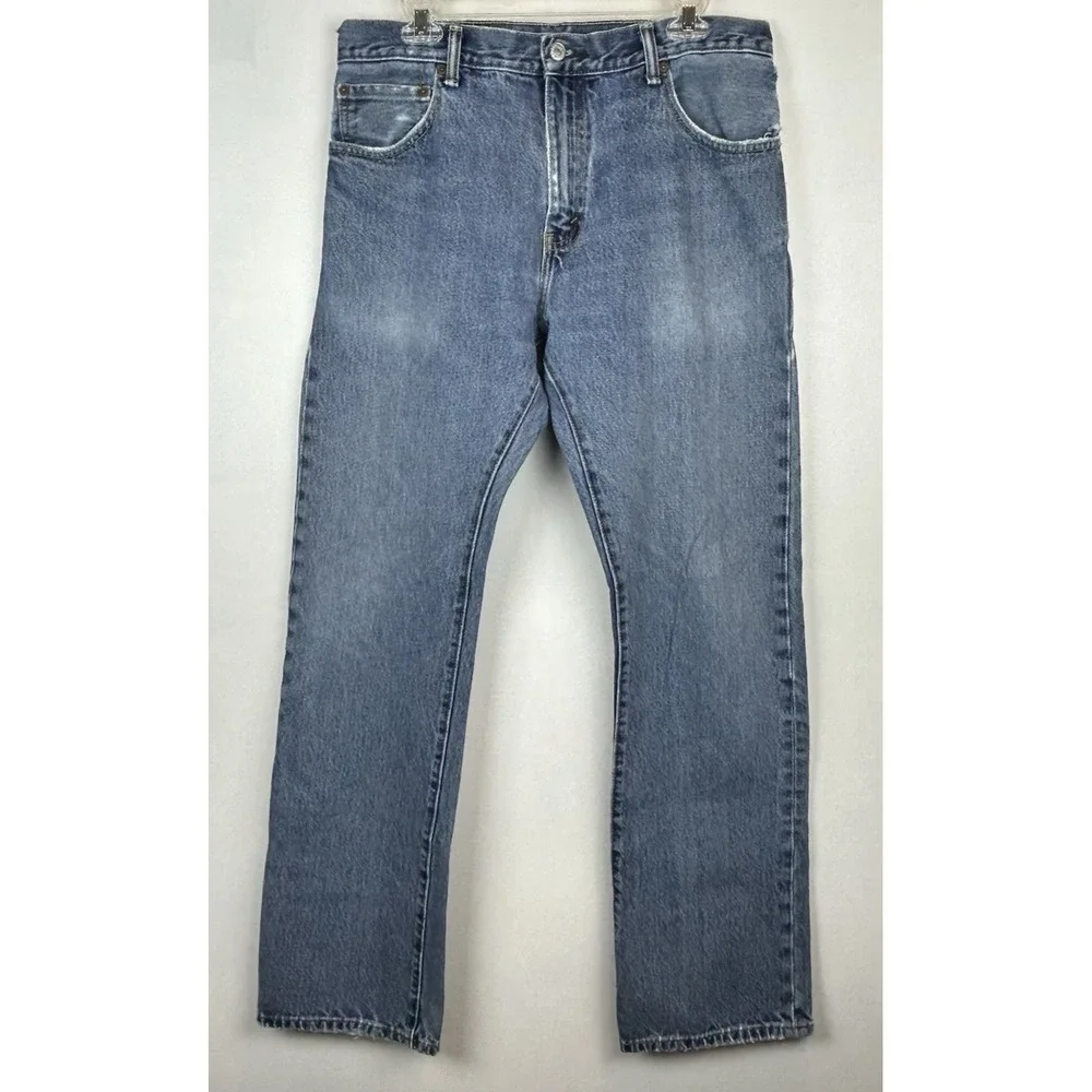 Vintage 90s Levis 517 Faded Stone Wash Boot Cut Distressed Jeans 34x34 Read
